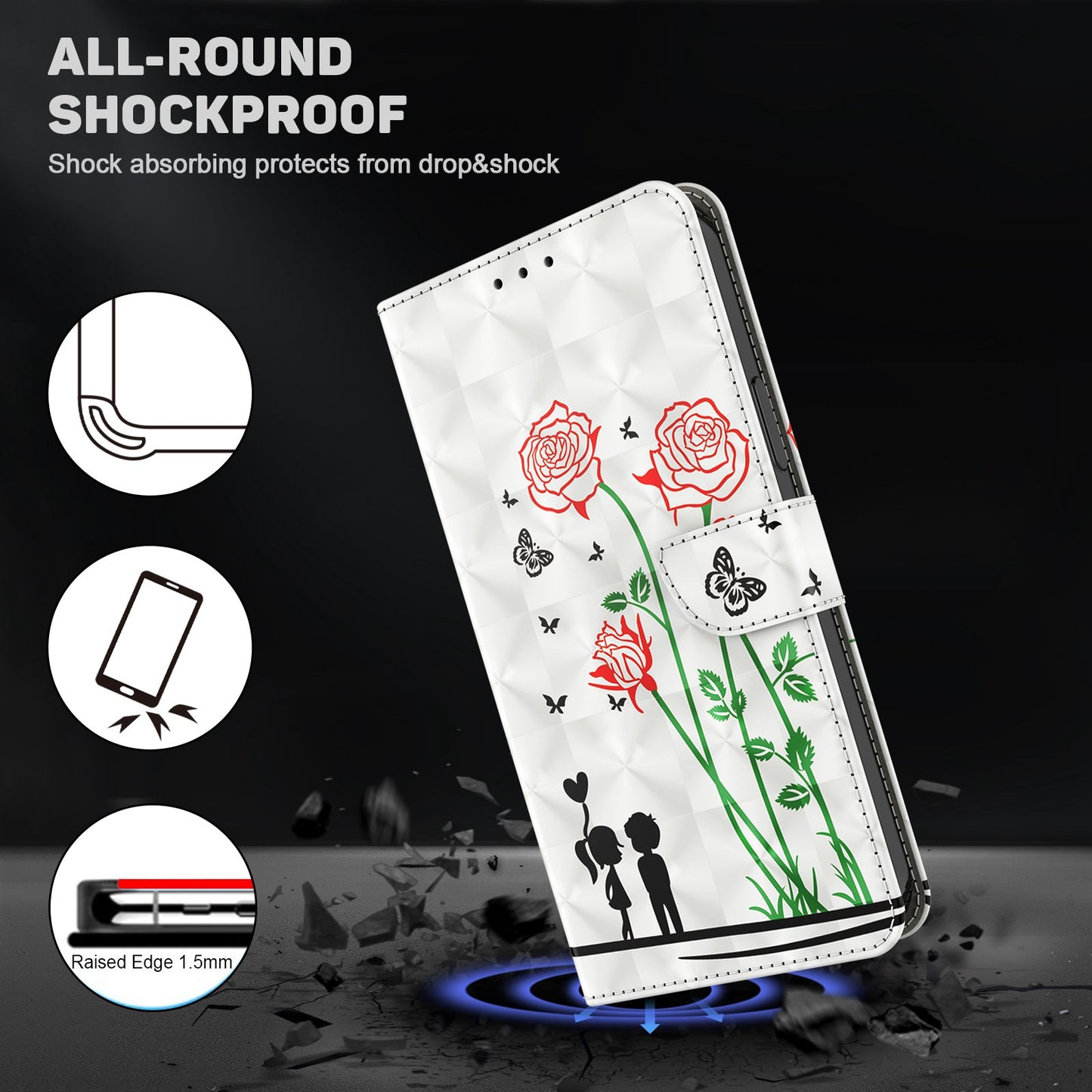 For Samsung Galaxy A13 4G / 5G / A04s 4G (164.7 x 76.7 x 9.1 mm) PU Leather Flip Case 3D Creative Pattern Printing Design Stand Wallet Magnetic Cover with Strap