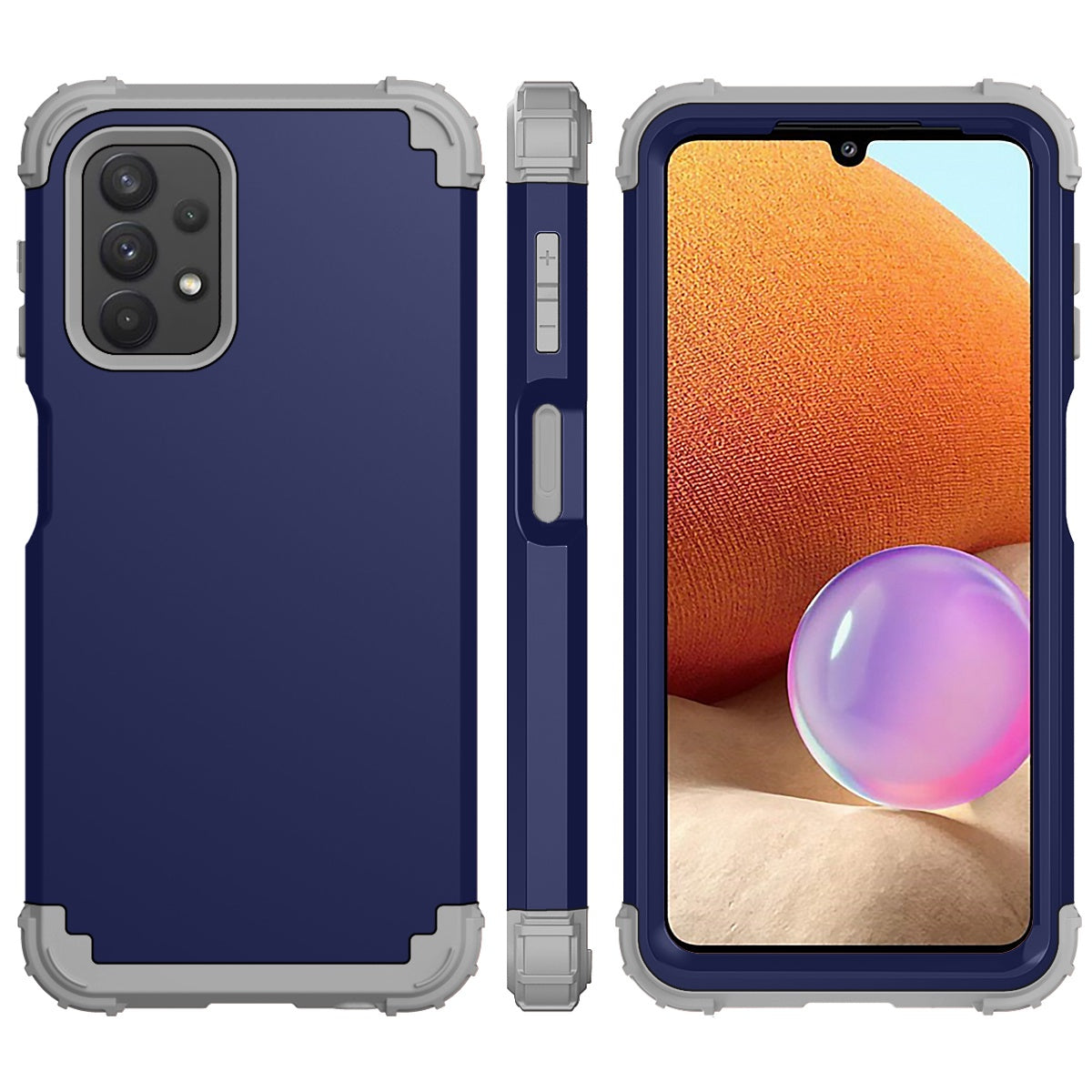 For Samsung Galaxy A12 / A32 5G / M32 5G / A13 5G 3-in-1 Protective Phone Case Silicone + PC Reinforced Corner Hybrid Cover