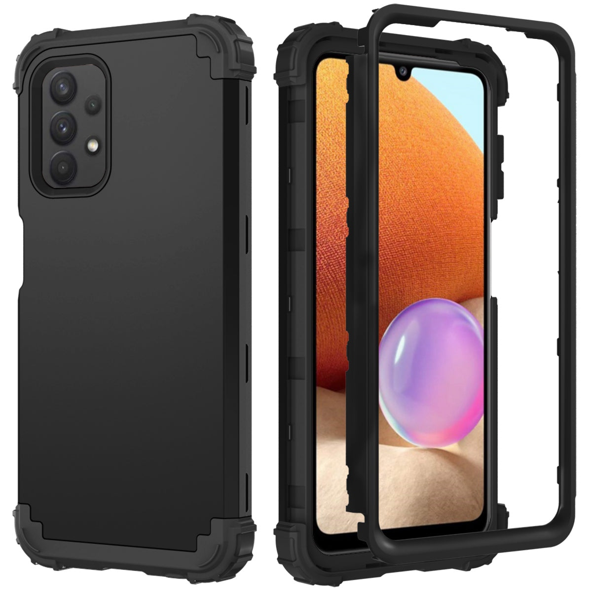For Samsung Galaxy A12 / A32 5G / M32 5G / A13 5G 3-in-1 Protective Phone Case Silicone + PC Reinforced Corner Hybrid Cover