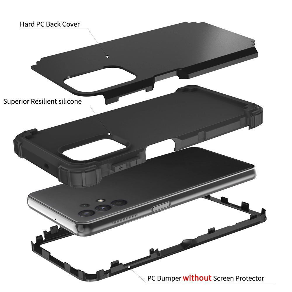 For Samsung Galaxy A12 / A32 5G / M32 5G / A13 5G 3-in-1 Protective Phone Case Silicone + PC Reinforced Corner Hybrid Cover