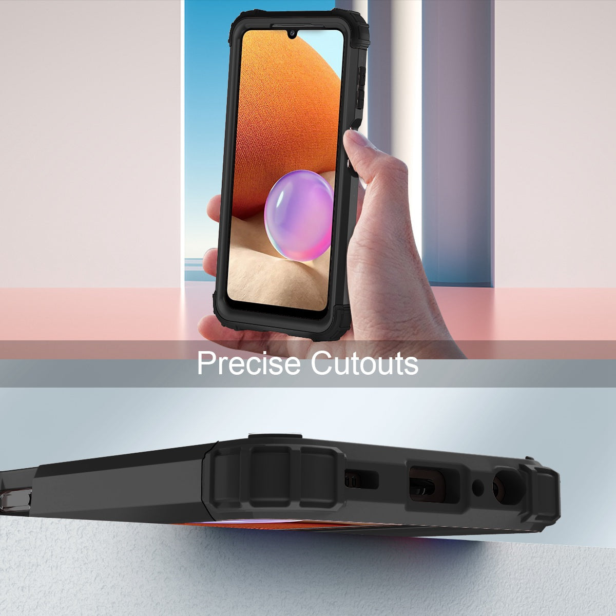 For Samsung Galaxy A12 / A32 5G / M32 5G / A13 5G 3-in-1 Protective Phone Case Silicone + PC Reinforced Corner Hybrid Cover