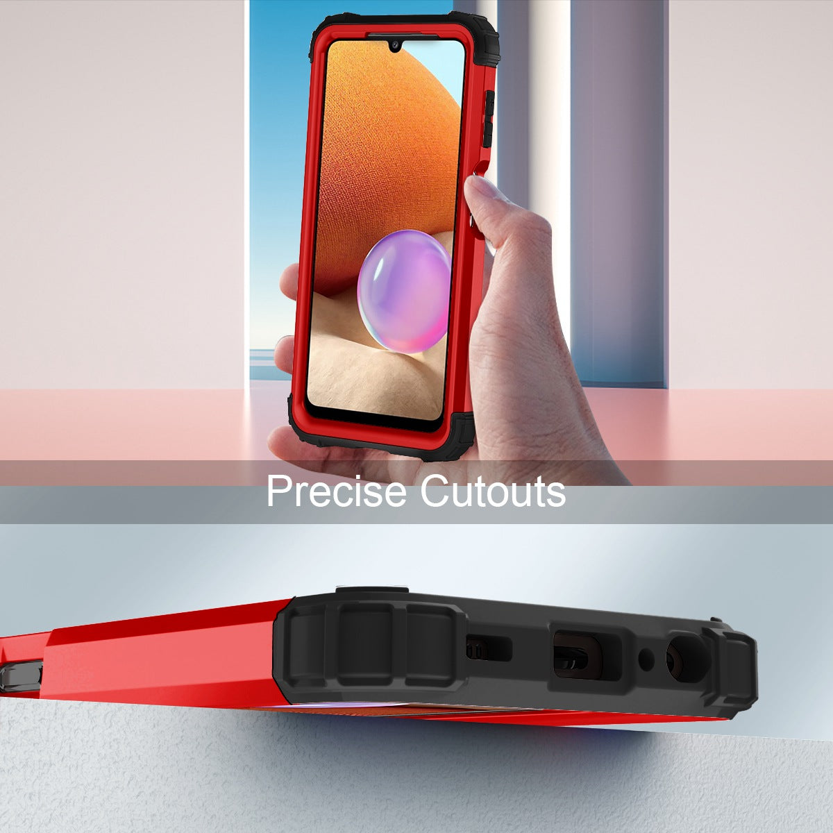 For Samsung Galaxy A12 / A32 5G / M32 5G / A13 5G 3-in-1 Protective Phone Case Silicone + PC Reinforced Corner Hybrid Cover