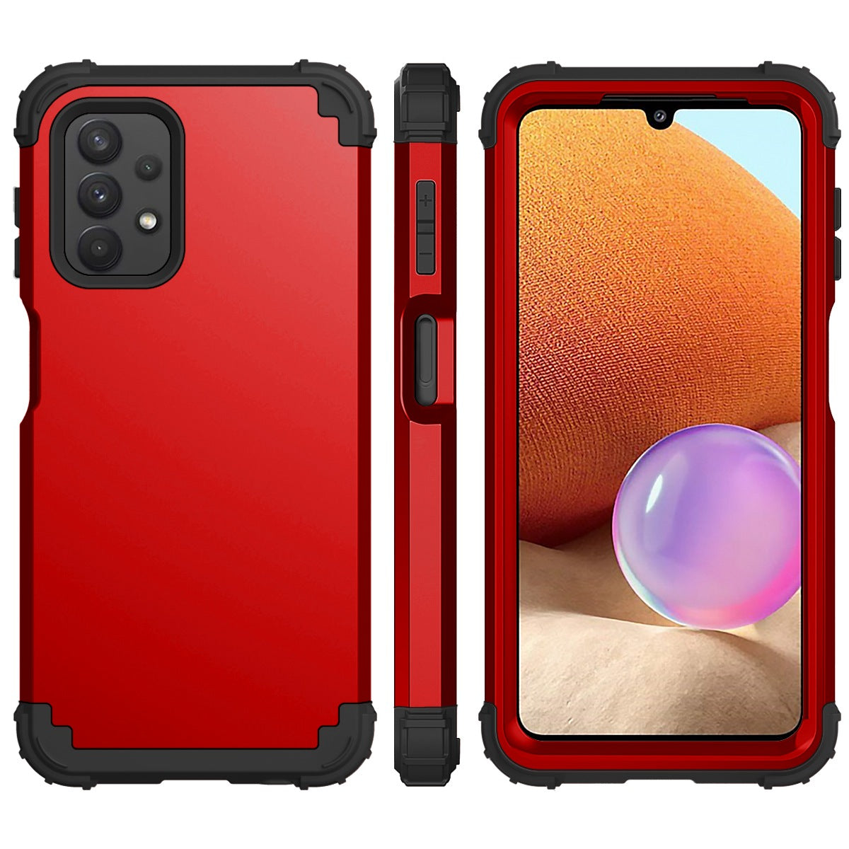 For Samsung Galaxy A12 / A32 5G / M32 5G / A13 5G 3-in-1 Protective Phone Case Silicone + PC Reinforced Corner Hybrid Cover