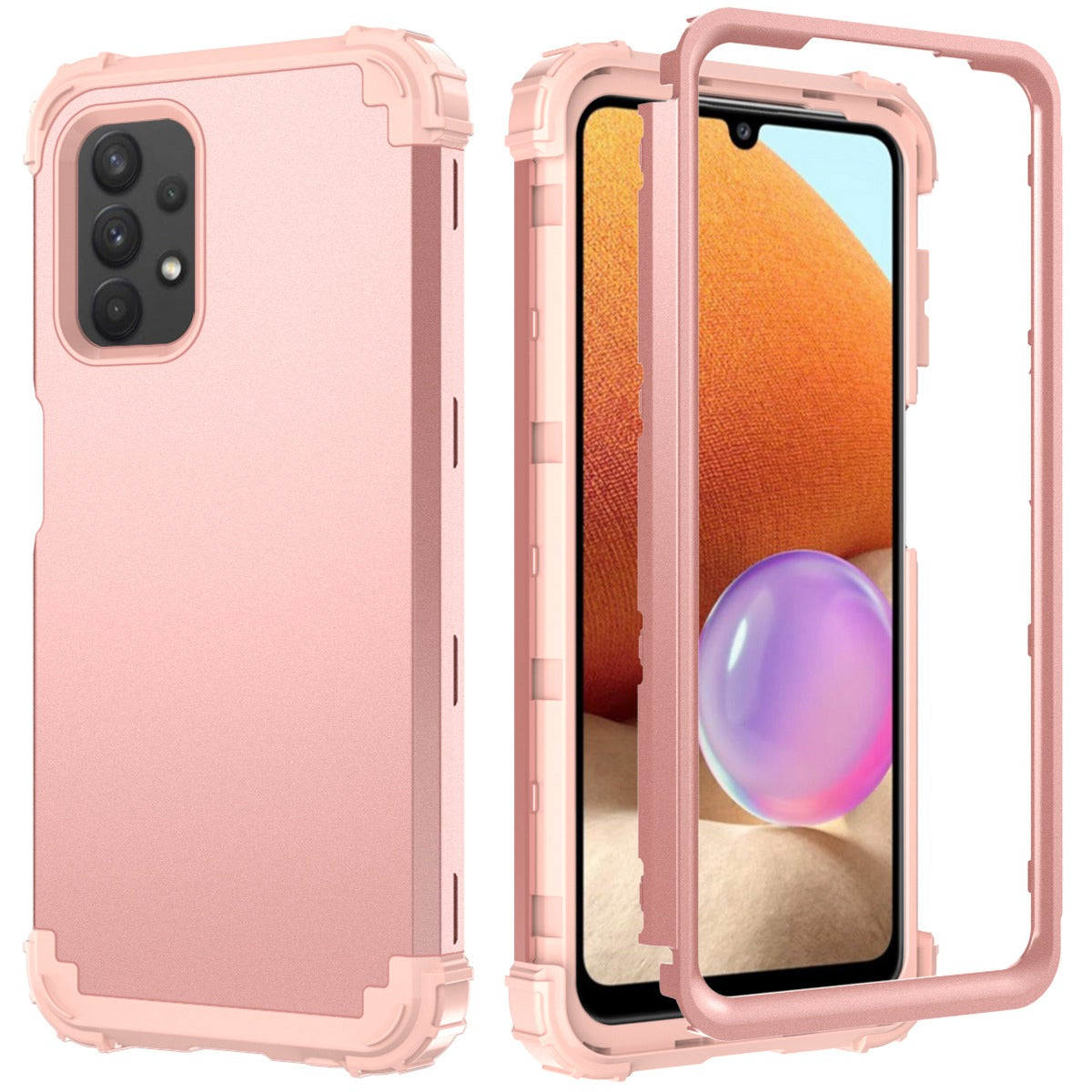 For Samsung Galaxy A12 / A32 5G / M32 5G / A13 5G 3-in-1 Protective Phone Case Silicone + PC Reinforced Corner Hybrid Cover