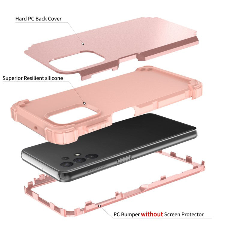 For Samsung Galaxy A12 / A32 5G / M32 5G / A13 5G 3-in-1 Protective Phone Case Silicone + PC Reinforced Corner Hybrid Cover