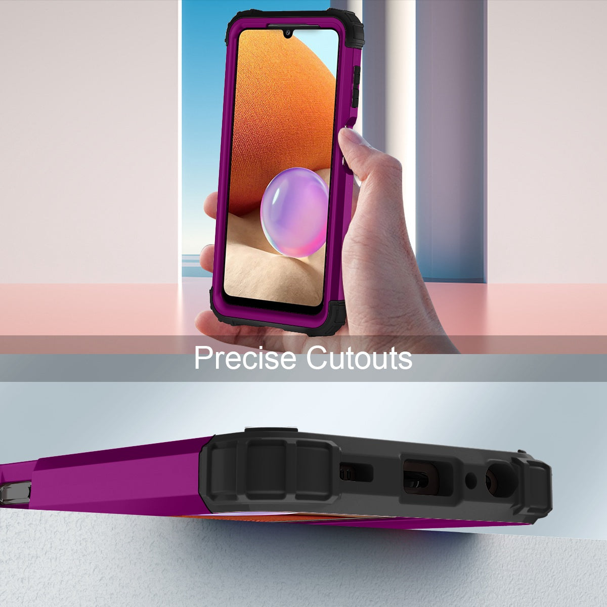 For Samsung Galaxy A12 / A32 5G / M32 5G / A13 5G 3-in-1 Protective Phone Case Silicone + PC Reinforced Corner Hybrid Cover