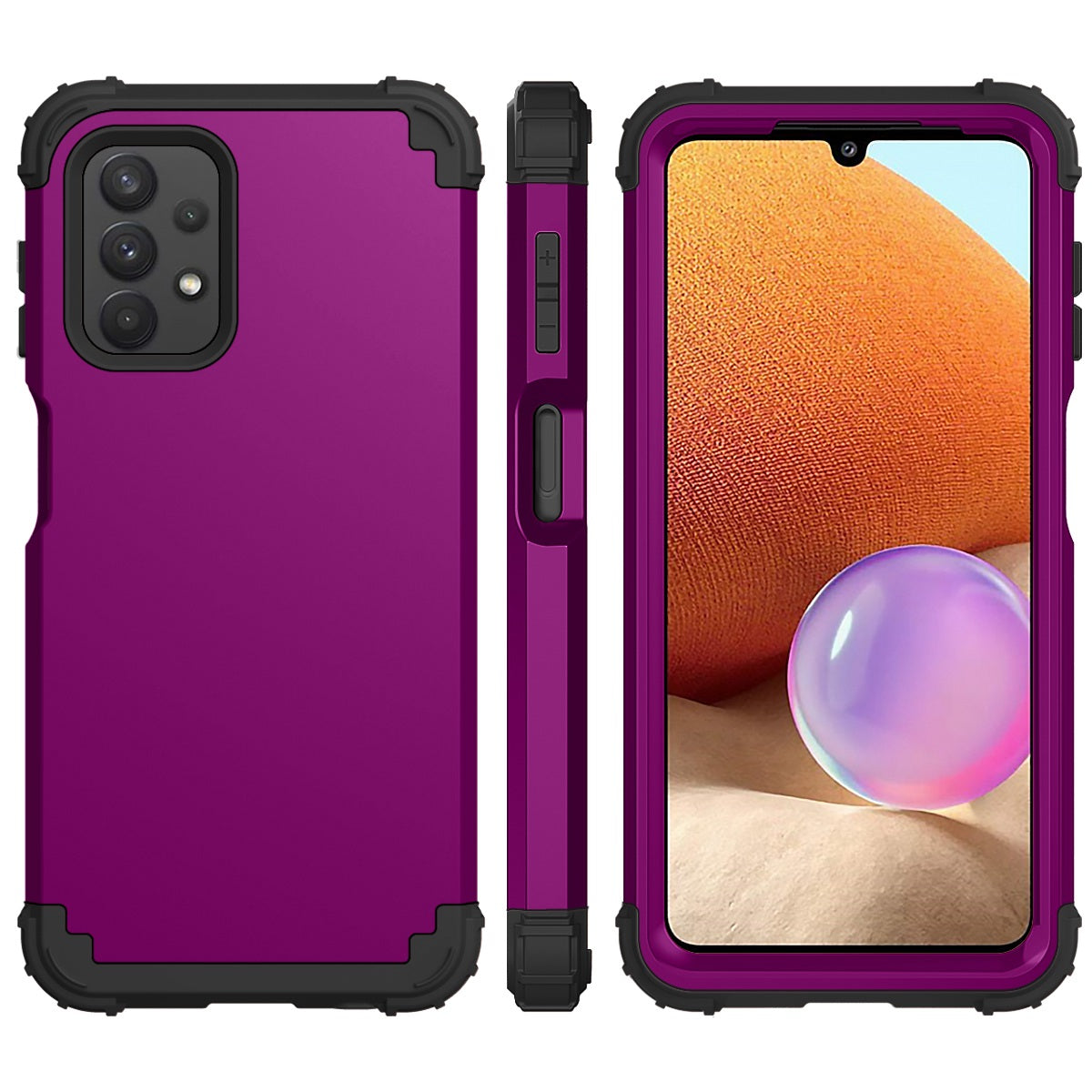 For Samsung Galaxy A12 / A32 5G / M32 5G / A13 5G 3-in-1 Protective Phone Case Silicone + PC Reinforced Corner Hybrid Cover