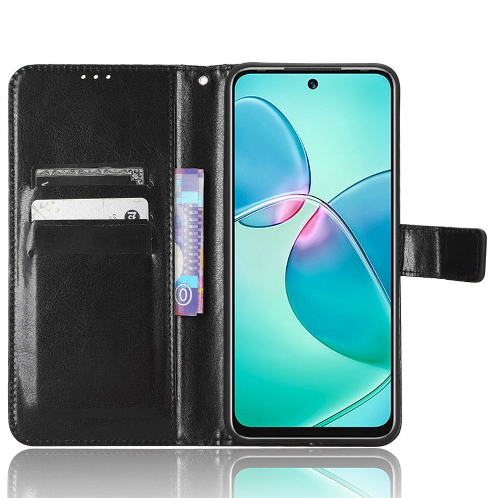 For Infinix Note 12i X6819 Anti-drop Crazy Horse Texture Phone Case Wear-resistant PU Leather Phone Flip Wallet Stand Protective Cover