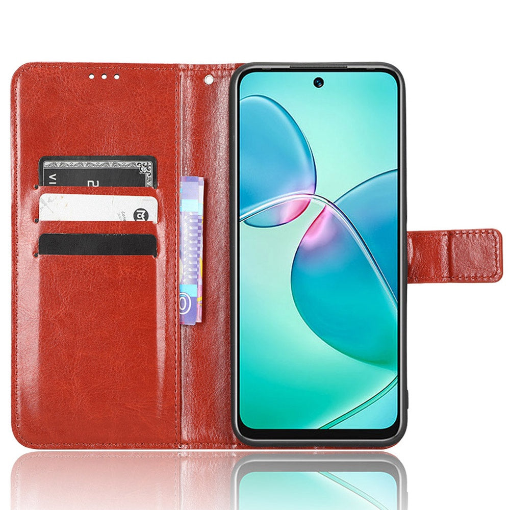 For Infinix Note 12i X6819 Anti-drop Crazy Horse Texture Phone Case Wear-resistant PU Leather Phone Flip Wallet Stand Protective Cover