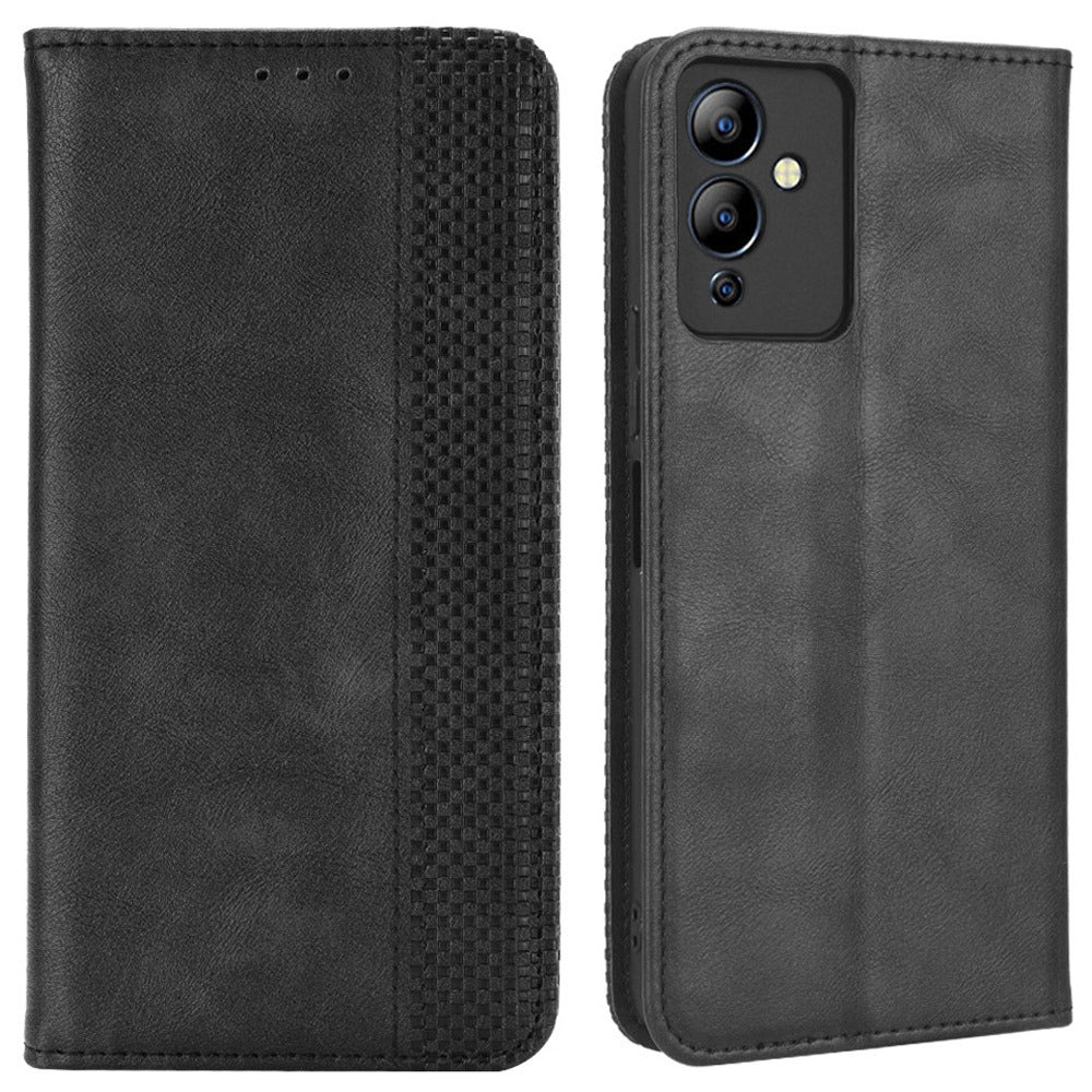 For Infinix Note 12i X6819 Phone Case Magnetic Auto Closing Retro Imprinted PU Leather Anti-scratch Phone Cover Wallet Stand
