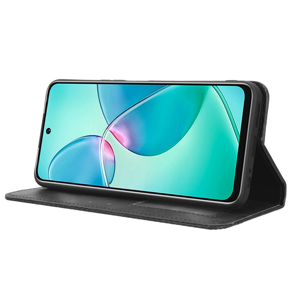 For Infinix Note 12i X6819 Phone Case Magnetic Auto Closing Retro Imprinted PU Leather Anti-scratch Phone Cover Wallet Stand