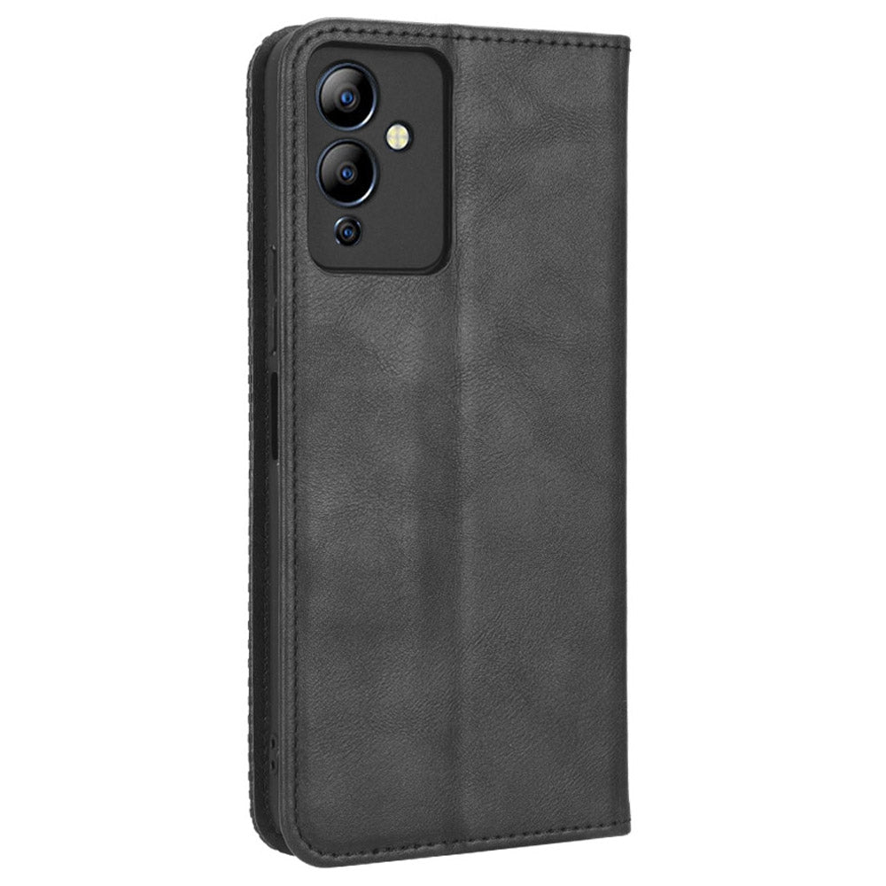 For Infinix Note 12i X6819 Phone Case Magnetic Auto Closing Retro Imprinted PU Leather Anti-scratch Phone Cover Wallet Stand