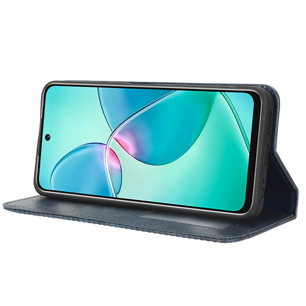 For Infinix Note 12i X6819 Phone Case Magnetic Auto Closing Retro Imprinted PU Leather Anti-scratch Phone Cover Wallet Stand