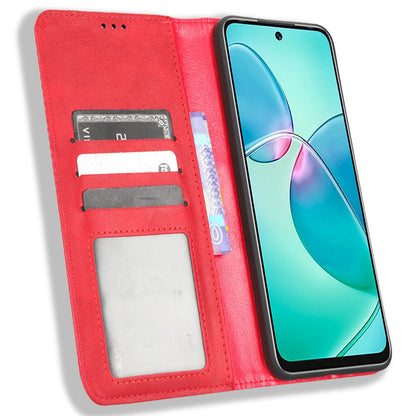 For Infinix Note 12i X6819 Phone Case Magnetic Auto Closing Retro Imprinted PU Leather Anti-scratch Phone Cover Wallet Stand