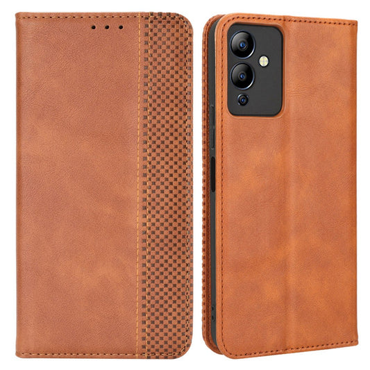 For Infinix Note 12i X6819 Phone Case Magnetic Auto Closing Retro Imprinted PU Leather Anti-scratch Phone Cover Wallet Stand