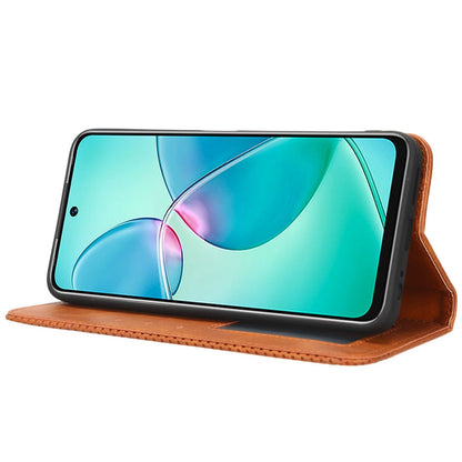 For Infinix Note 12i X6819 Phone Case Magnetic Auto Closing Retro Imprinted PU Leather Anti-scratch Phone Cover Wallet Stand