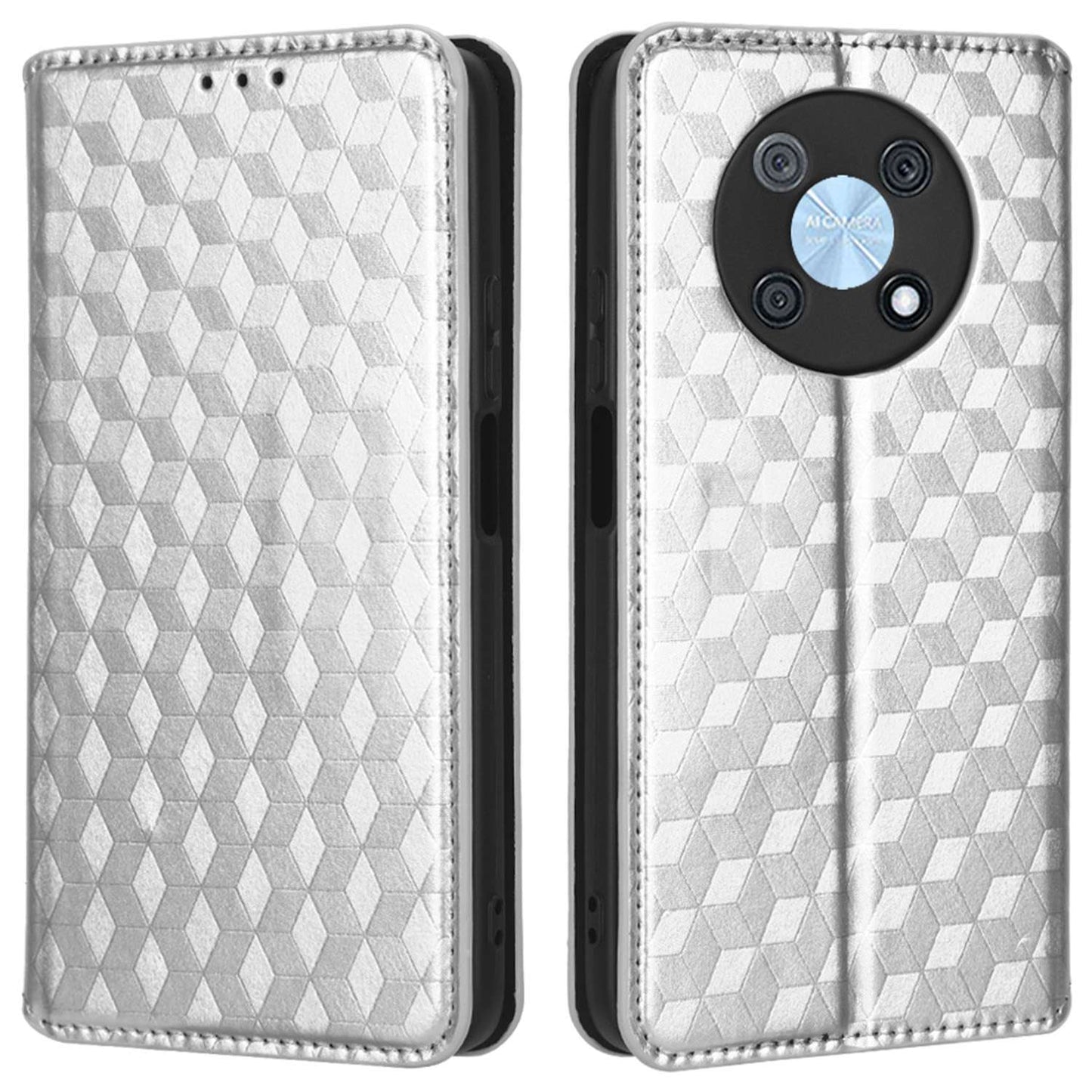 For Huawei nova Y90 4G / Enjoy 50 Pro 4G Imprinting Rhombus Pattern Phone Flip Leather Case Stand Anti-scratch Phone Wallet Cover