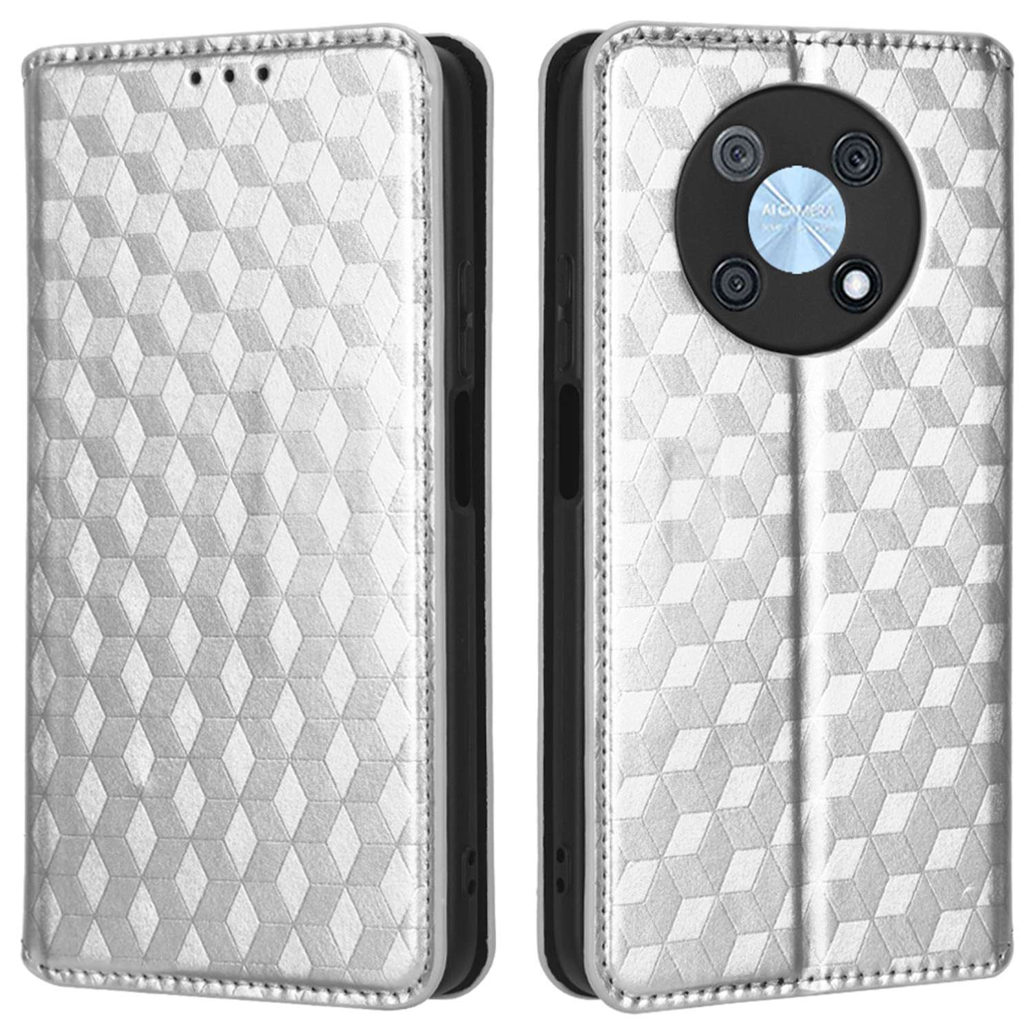 For Huawei nova Y90 4G / Enjoy 50 Pro 4G Imprinting Rhombus Pattern Phone Flip Leather Case Stand Anti-scratch Phone Wallet Cover