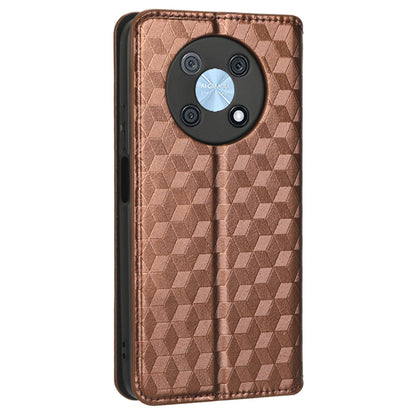 For Huawei nova Y90 4G / Enjoy 50 Pro 4G Imprinting Rhombus Pattern Phone Flip Leather Case Stand Anti-scratch Phone Wallet Cover