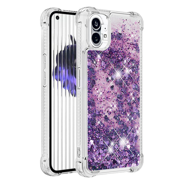 YB Quicksand Series-1 for Nothing phone (1) 5G TPU Back Cover Anti-collision Phone Case with Liquid Floating Glitter Sequins Phone Shell