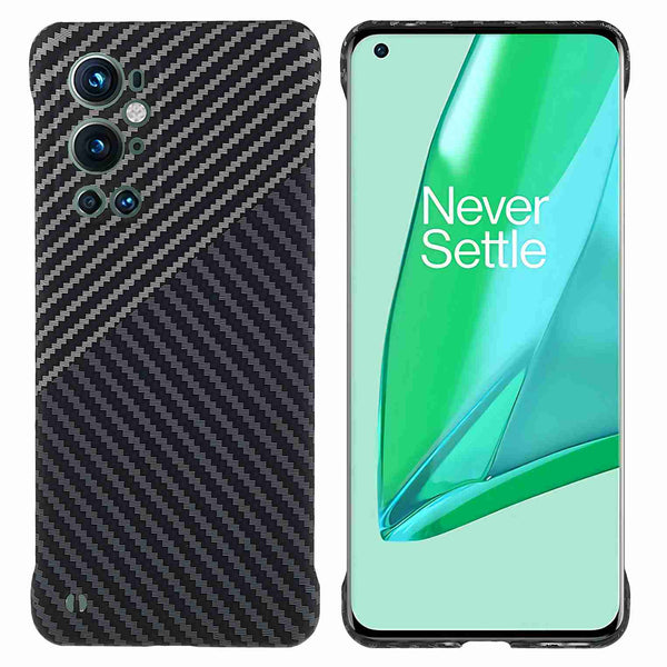 For OnePlus 9 Pro Frameless Phone Case Splicing Carbon Fiber Texture Back Corner Protection PC Back Cover