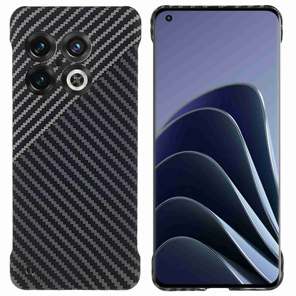 For OnePlus 10 Pro 5G Frameless Mobile Phone Case Splicing Carbon Fiber Texture Protective PC Back Cover