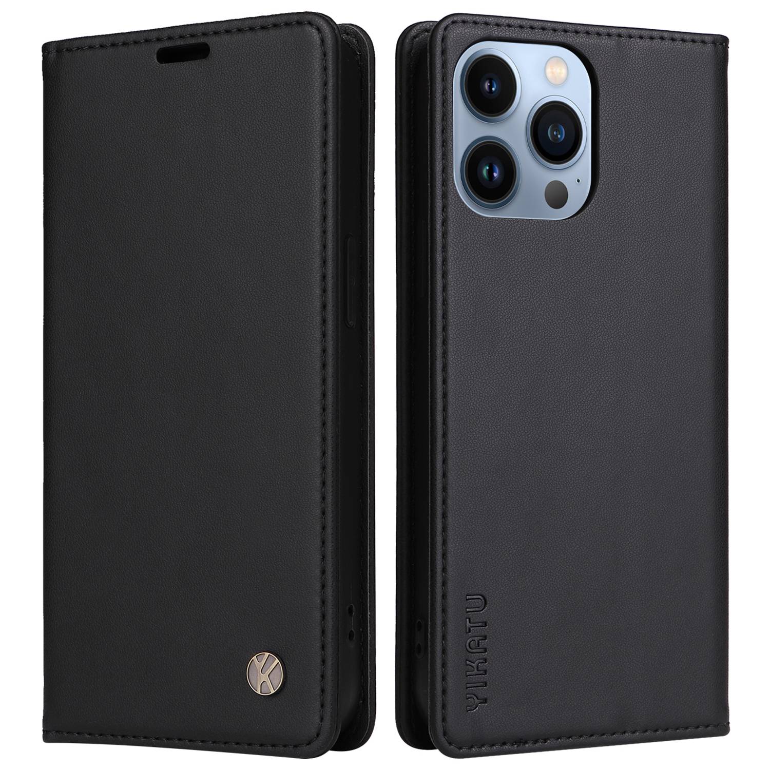 YIKATU for iPhone 13 Pro 6.1 inch YK- 001 Anti-fall Phone Case Magnetic Auto-absorbed PU Leather Flip Wallet Stand Protective Phone Cover