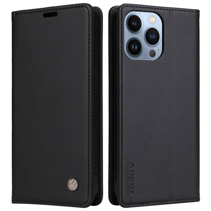 YIKATU for iPhone 13 Pro 6.1 inch YK- 001 Anti-fall Phone Case Magnetic Auto-absorbed PU Leather Flip Wallet Stand Protective Phone Cover