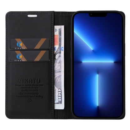 YIKATU for iPhone 13 Pro 6.1 inch YK- 001 Anti-fall Phone Case Magnetic Auto-absorbed PU Leather Flip Wallet Stand Protective Phone Cover