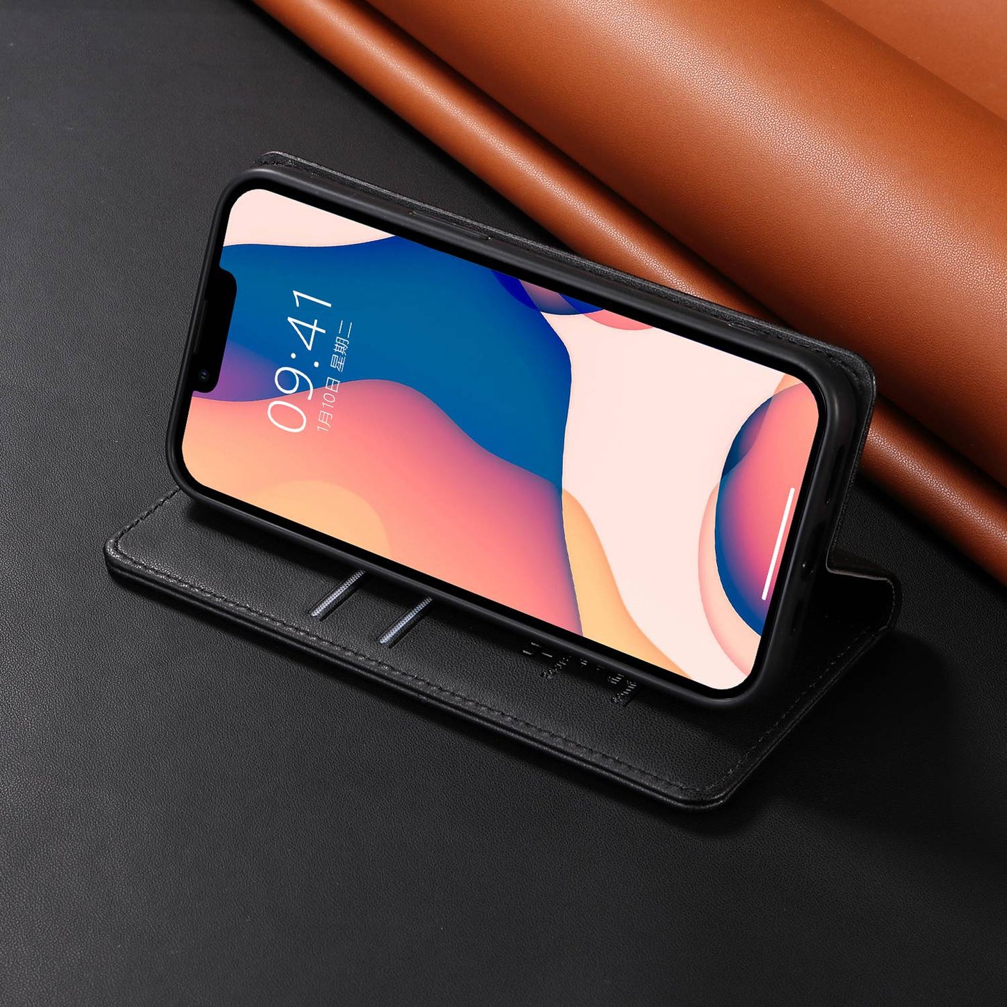 YIKATU for iPhone 13 Pro 6.1 inch YK- 001 Anti-fall Phone Case Magnetic Auto-absorbed PU Leather Flip Wallet Stand Protective Phone Cover