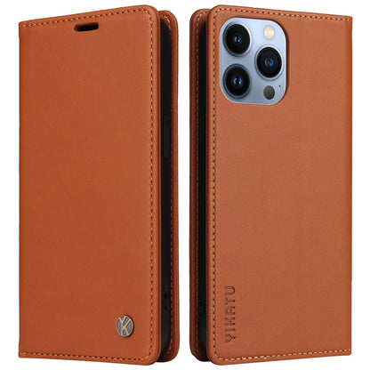 YIKATU for iPhone 13 Pro 6.1 inch YK- 001 Anti-fall Phone Case Magnetic Auto-absorbed PU Leather Flip Wallet Stand Protective Phone Cover