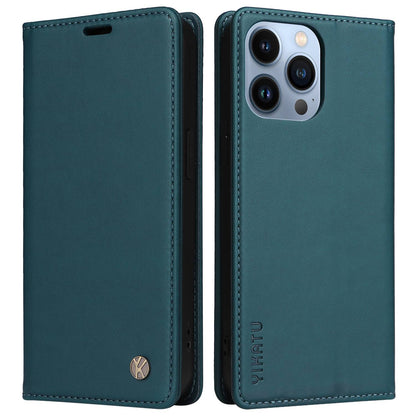 YIKATU for iPhone 13 Pro 6.1 inch YK- 001 Anti-fall Phone Case Magnetic Auto-absorbed PU Leather Flip Wallet Stand Protective Phone Cover
