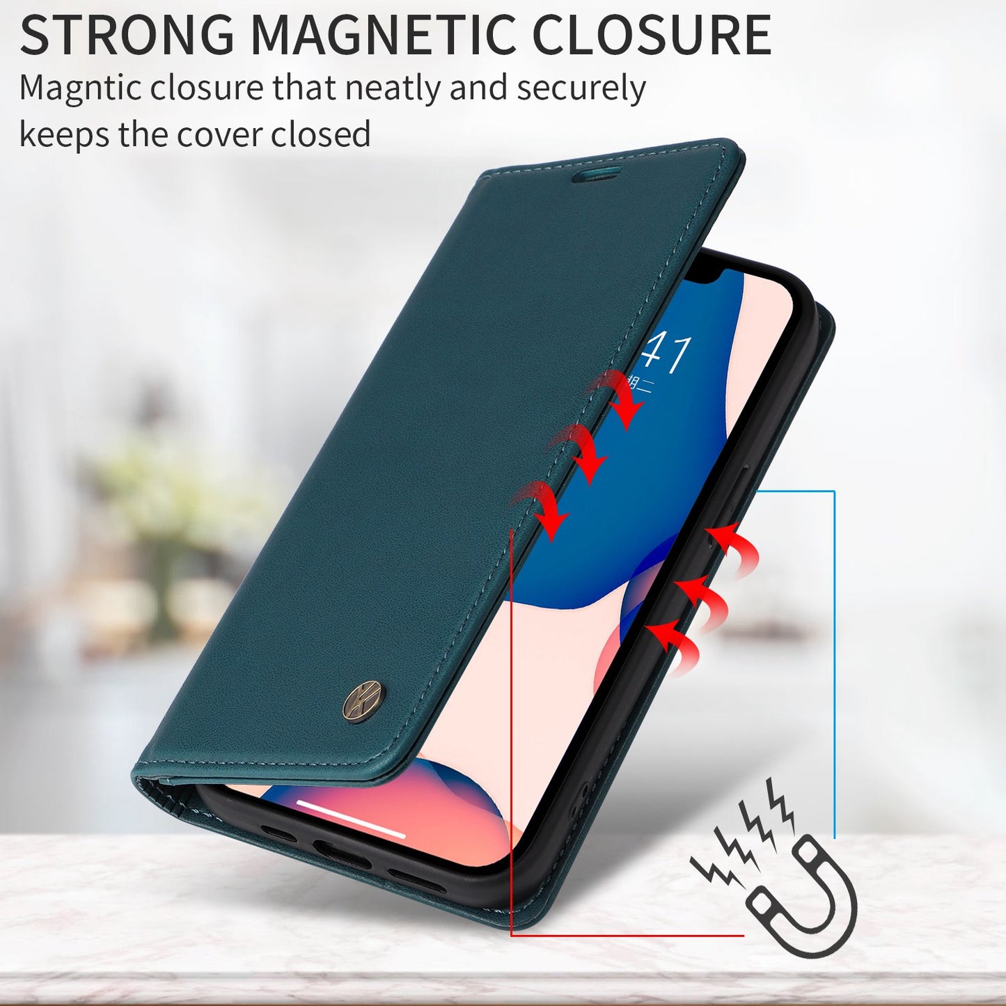 YIKATU for iPhone 13 Pro 6.1 inch YK- 001 Anti-fall Phone Case Magnetic Auto-absorbed PU Leather Flip Wallet Stand Protective Phone Cover