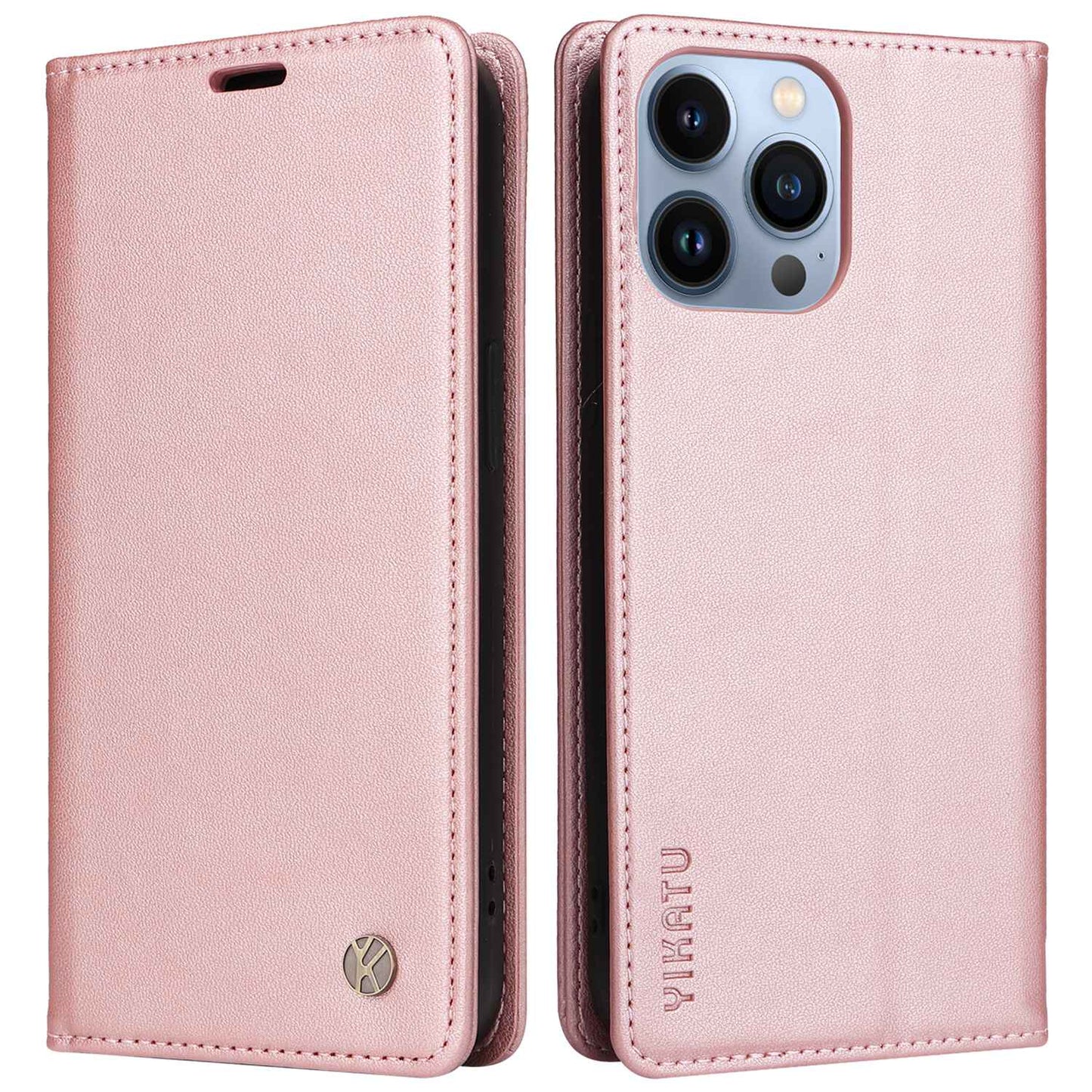 YIKATU for iPhone 13 Pro 6.1 inch YK- 001 Anti-fall Phone Case Magnetic Auto-absorbed PU Leather Flip Wallet Stand Protective Phone Cover