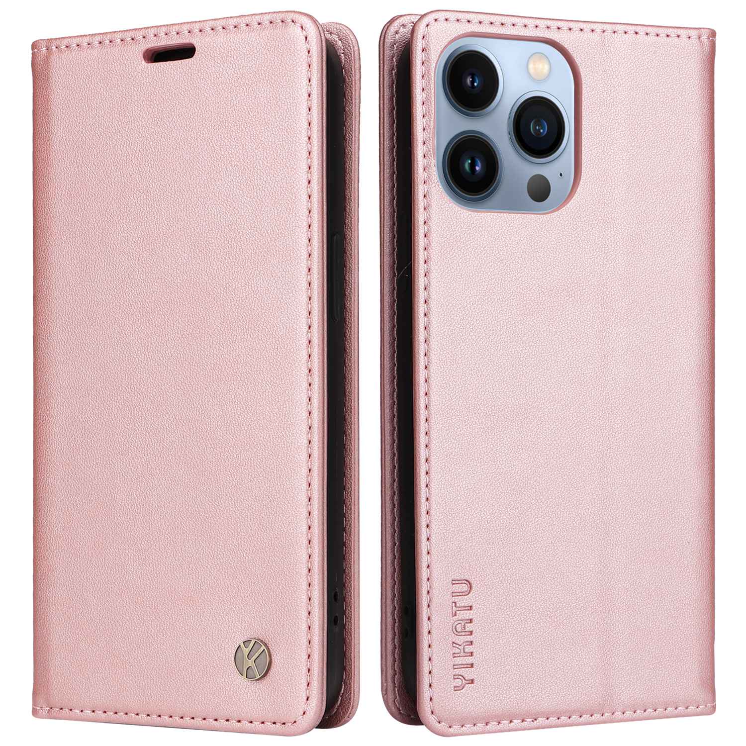 YIKATU for iPhone 13 Pro 6.1 inch YK- 001 Anti-fall Phone Case Magnetic Auto-absorbed PU Leather Flip Wallet Stand Protective Phone Cover
