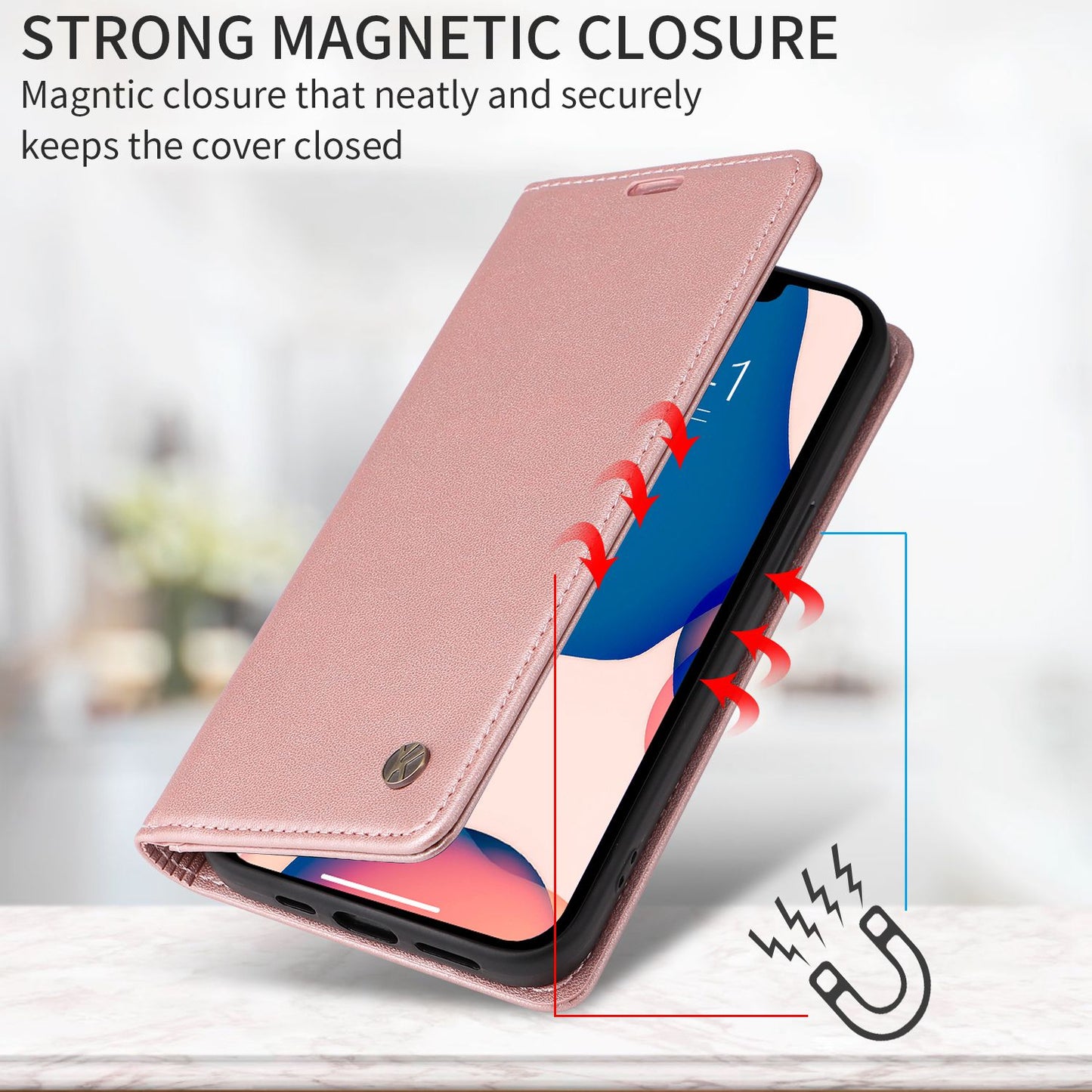 YIKATU for iPhone 13 Pro 6.1 inch YK- 001 Anti-fall Phone Case Magnetic Auto-absorbed PU Leather Flip Wallet Stand Protective Phone Cover