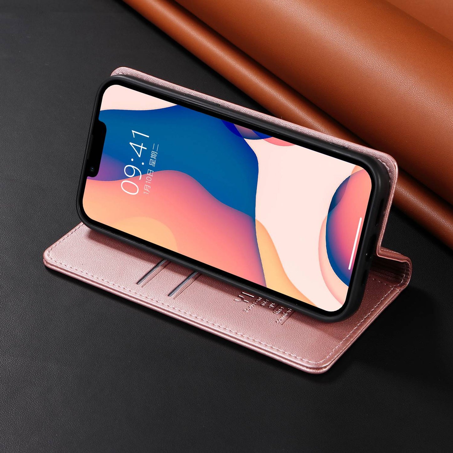 YIKATU for iPhone 13 Pro 6.1 inch YK- 001 Anti-fall Phone Case Magnetic Auto-absorbed PU Leather Flip Wallet Stand Protective Phone Cover