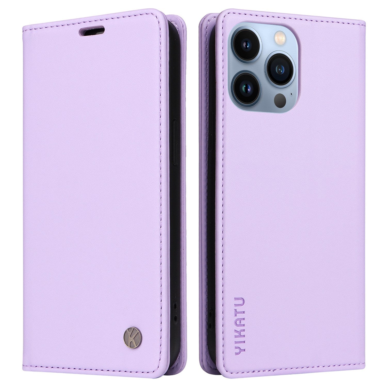 YIKATU for iPhone 13 Pro 6.1 inch YK- 001 Anti-fall Phone Case Magnetic Auto-absorbed PU Leather Flip Wallet Stand Protective Phone Cover