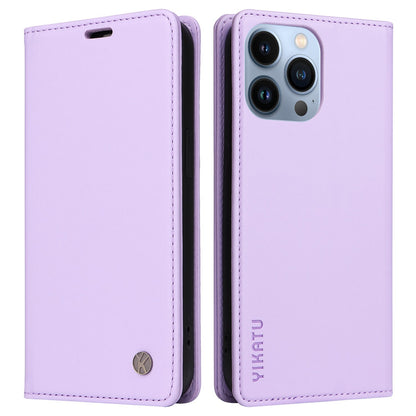 YIKATU for iPhone 13 Pro 6.1 inch YK- 001 Anti-fall Phone Case Magnetic Auto-absorbed PU Leather Flip Wallet Stand Protective Phone Cover
