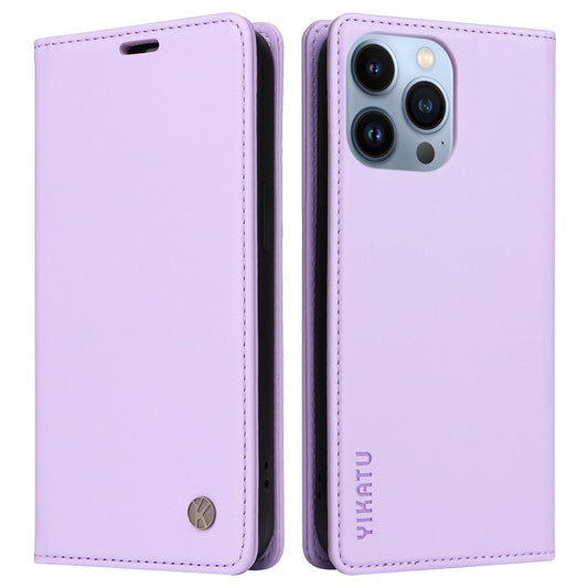 YIKATU for iPhone 13 Pro 6.1 inch YK- 001 Anti-fall Phone Case Magnetic Auto-absorbed PU Leather Flip Wallet Stand Protective Phone Cover