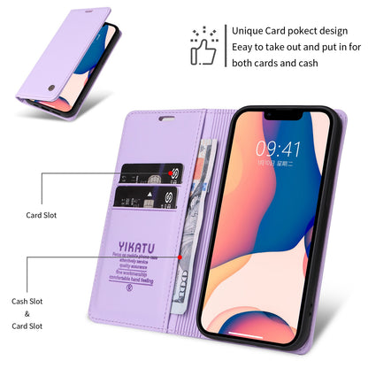 YIKATU for iPhone 13 Pro 6.1 inch YK- 001 Anti-fall Phone Case Magnetic Auto-absorbed PU Leather Flip Wallet Stand Protective Phone Cover