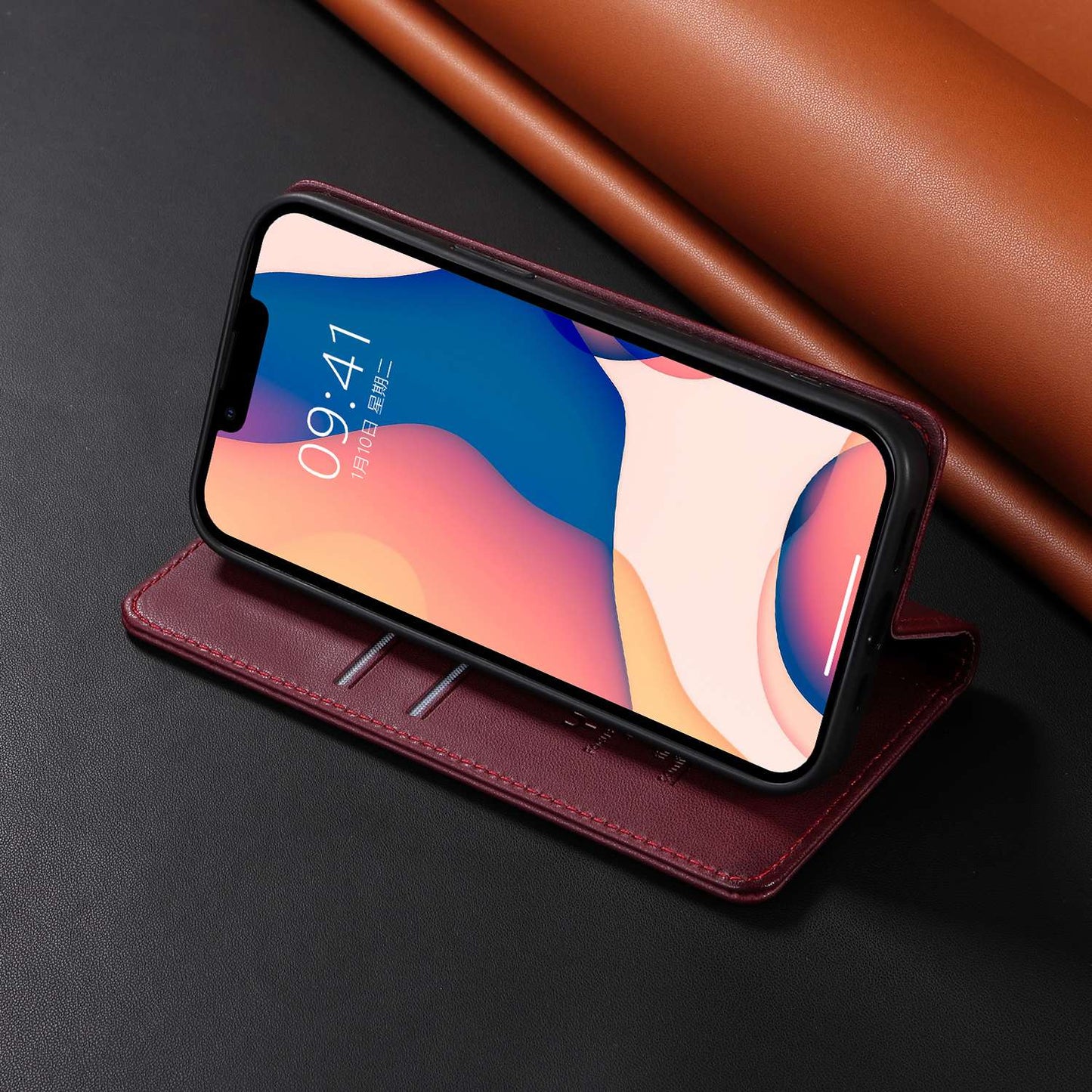 YIKATU for iPhone 13 Pro 6.1 inch YK- 001 Anti-fall Phone Case Magnetic Auto-absorbed PU Leather Flip Wallet Stand Protective Phone Cover