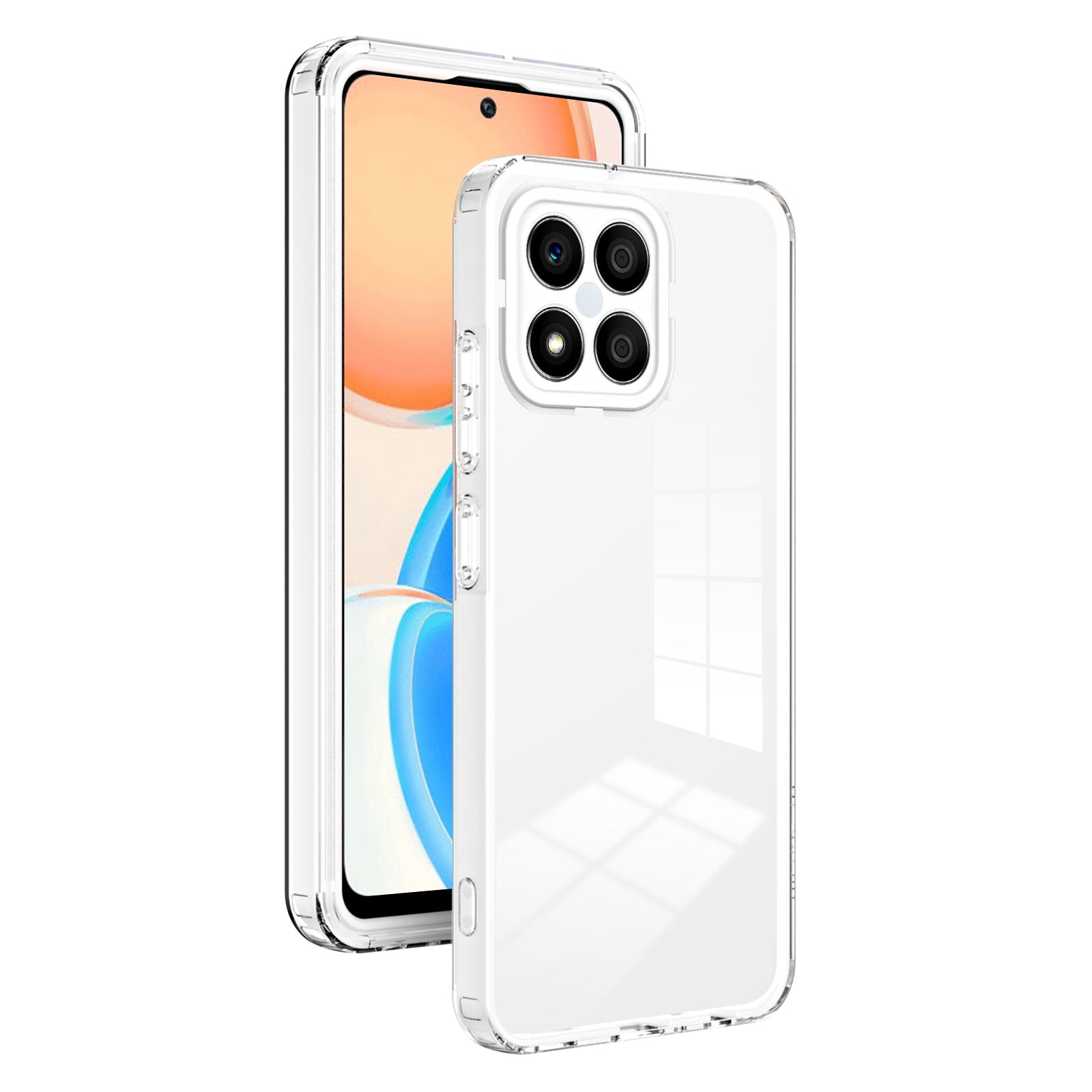 For Honor X8 4G 3-in-1 Ultra Slim Transparent Phone Cover TPU Backplate + PC Frame + PC Camera Protection Drop-proof Phone Case