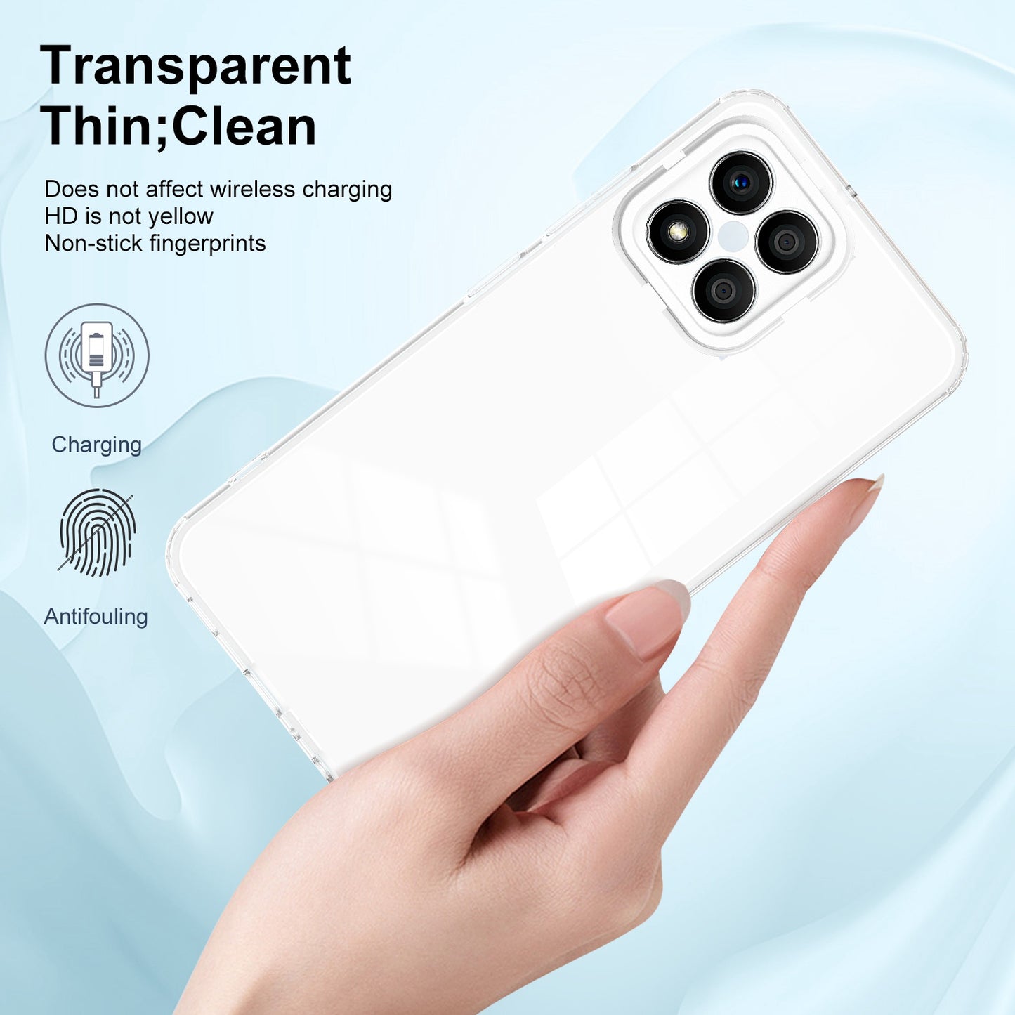For Honor X8 4G 3-in-1 Ultra Slim Transparent Phone Cover TPU Backplate + PC Frame + PC Camera Protection Drop-proof Phone Case