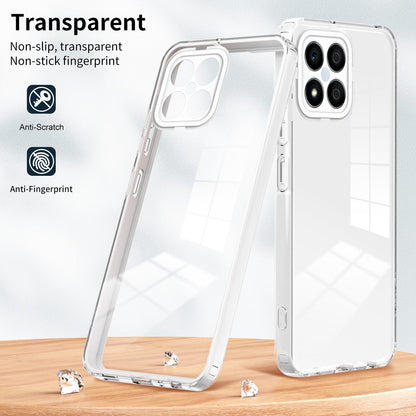 For Honor X8 4G 3-in-1 Ultra Slim Transparent Phone Cover TPU Backplate + PC Frame + PC Camera Protection Drop-proof Phone Case