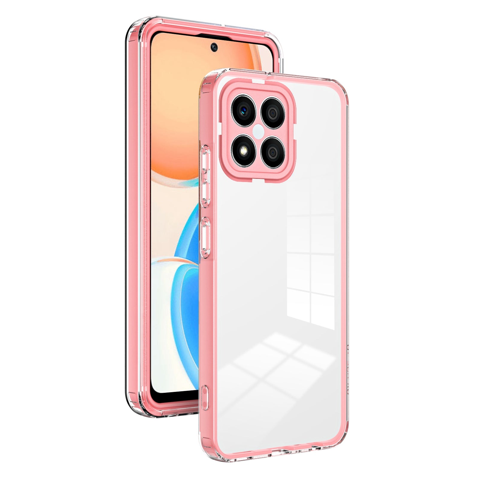 For Honor X8 4G 3-in-1 Ultra Slim Transparent Phone Cover TPU Backplate + PC Frame + PC Camera Protection Drop-proof Phone Case