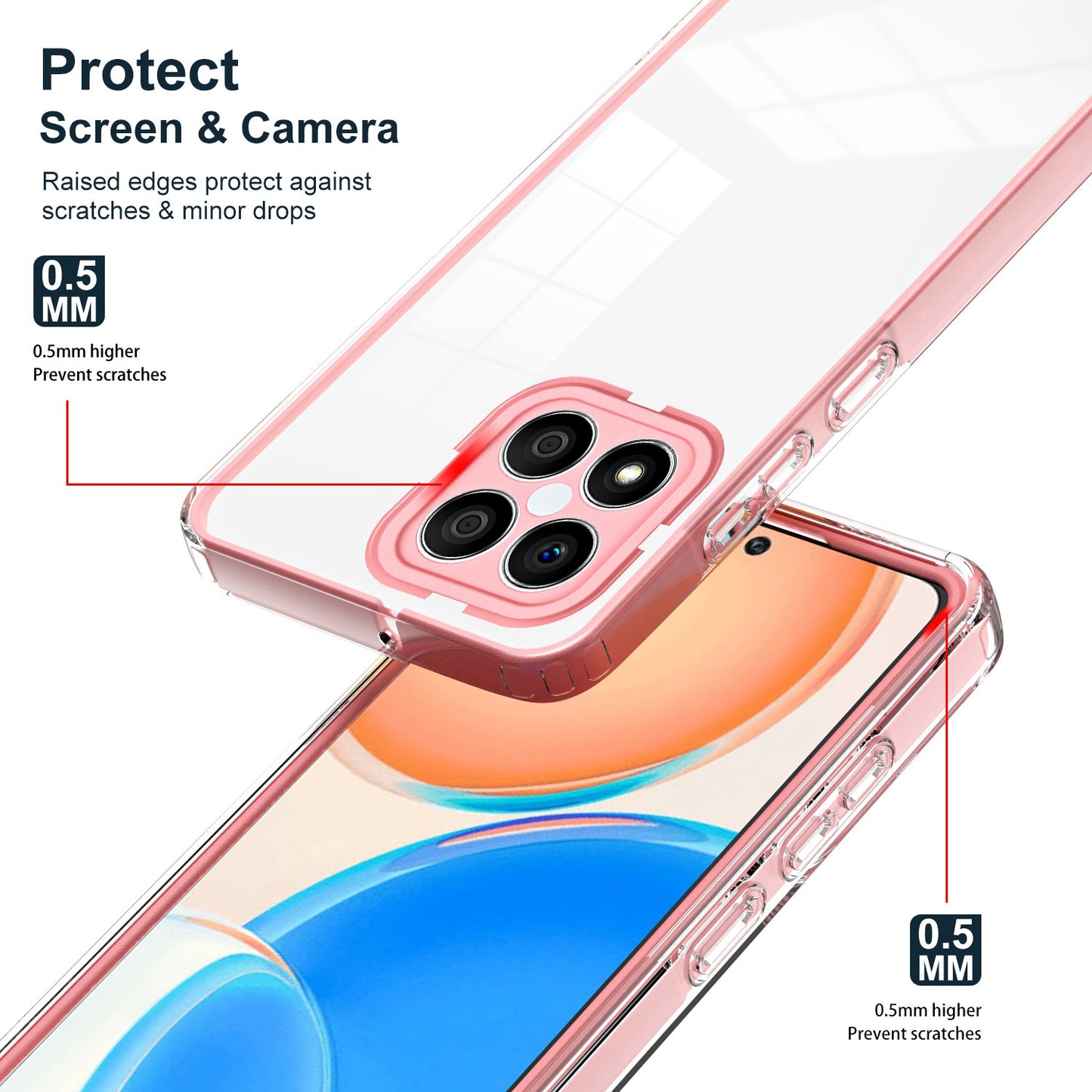 For Honor X8 4G 3-in-1 Ultra Slim Transparent Phone Cover TPU Backplate + PC Frame + PC Camera Protection Drop-proof Phone Case