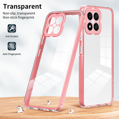 For Honor X8 4G 3-in-1 Ultra Slim Transparent Phone Cover TPU Backplate + PC Frame + PC Camera Protection Drop-proof Phone Case