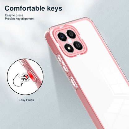 For Honor X8 4G 3-in-1 Ultra Slim Transparent Phone Cover TPU Backplate + PC Frame + PC Camera Protection Drop-proof Phone Case