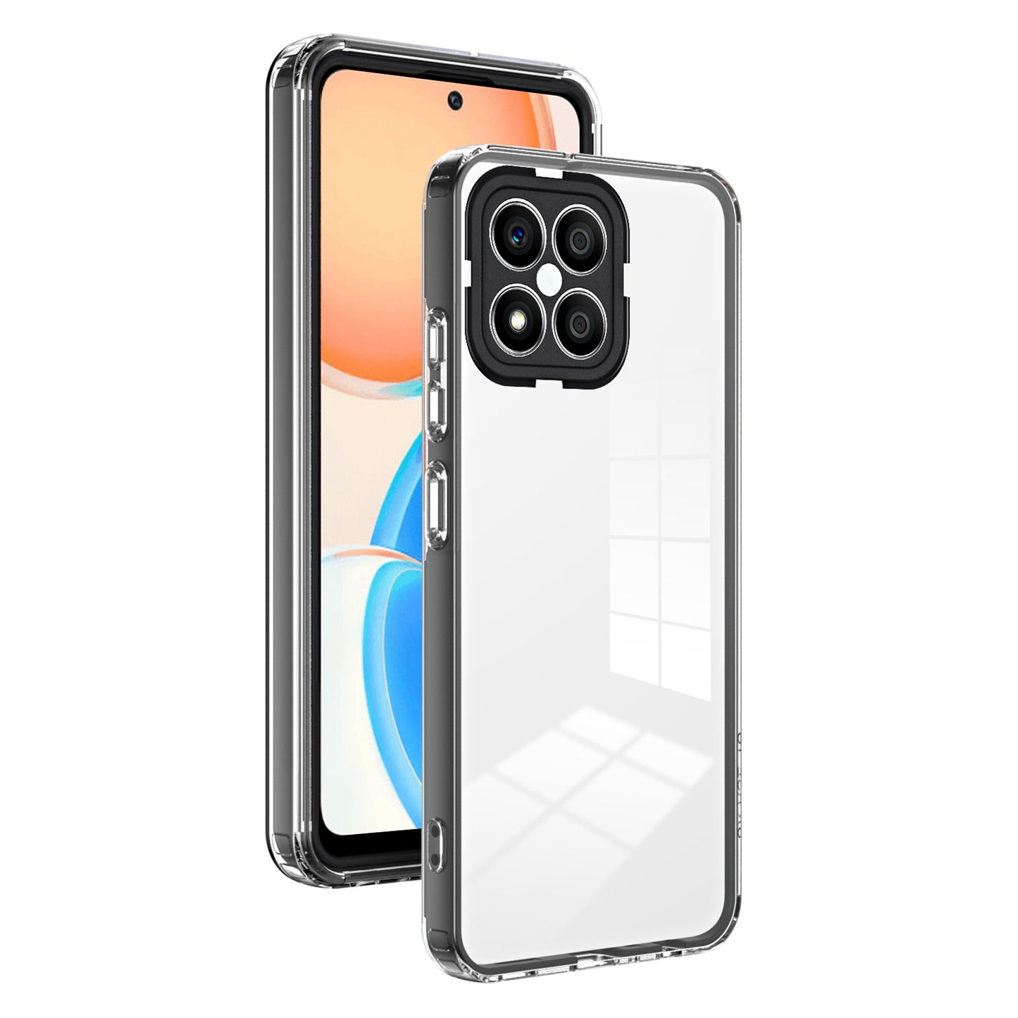 For Honor X8 4G 3-in-1 Ultra Slim Transparent Phone Cover TPU Backplate + PC Frame + PC Camera Protection Drop-proof Phone Case